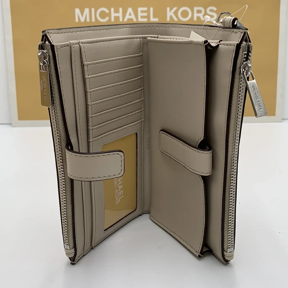 MICHAEL KORS LARGE DOUBLE ZIP WRISTLET LIGHT SAND MULTI COLOR